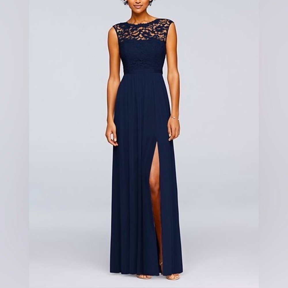 David’s Bridal Marine Navy Lace Bridesmaid Dress Size 20